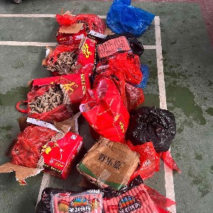Lô hàng lạp xưởng, xúc xích, thịt xiên đông lạnh không rõ nguồn gốc. Ảnh: Cục Hải quan