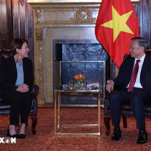 Tổng Bí thư, Chủ tịch nước Tô Lâm tiếp bà Sarah Anne Soule, Hiệu trưởng Trường kinh doanh Stanford, thuộc Đại học Stanford - Ảnh: TTXVN