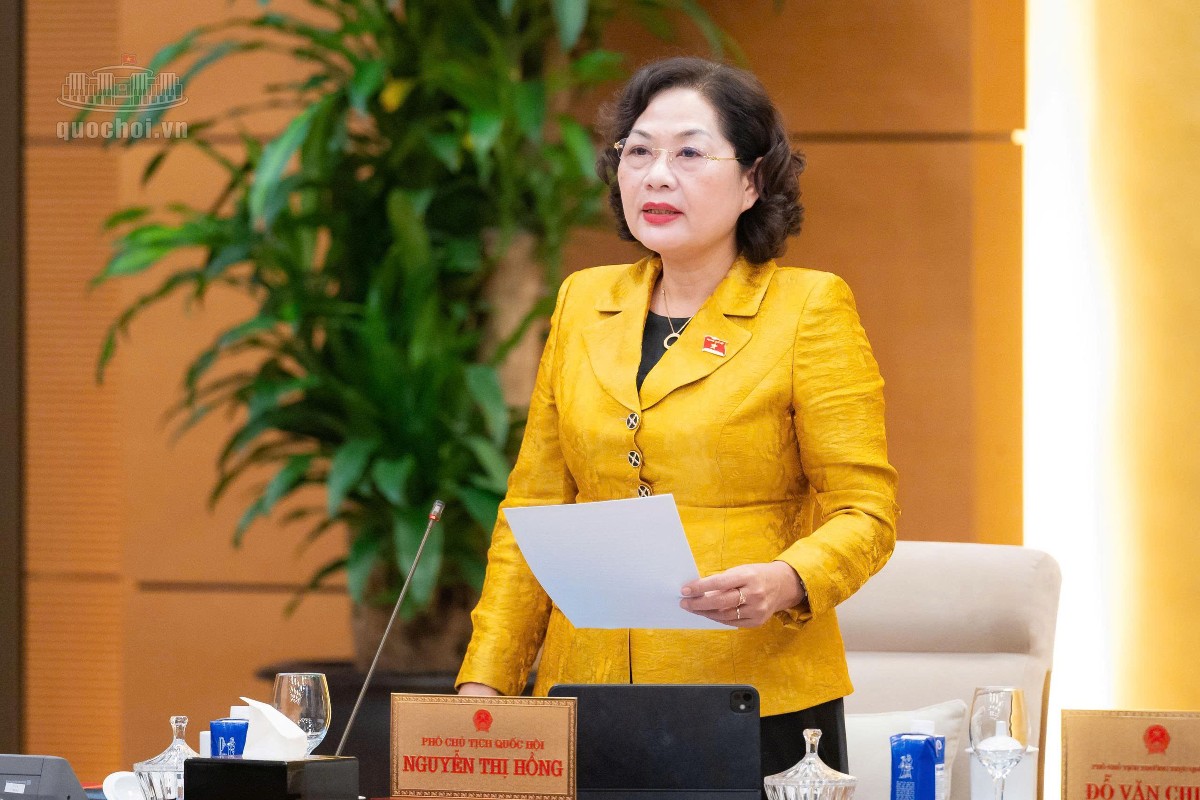 Phó Chủ tịch Quốc hội Nguyễn Thị Hồng kết luận nội dung thảo luận. Ảnh: Cổng thông tin điện tử Quốc hội.