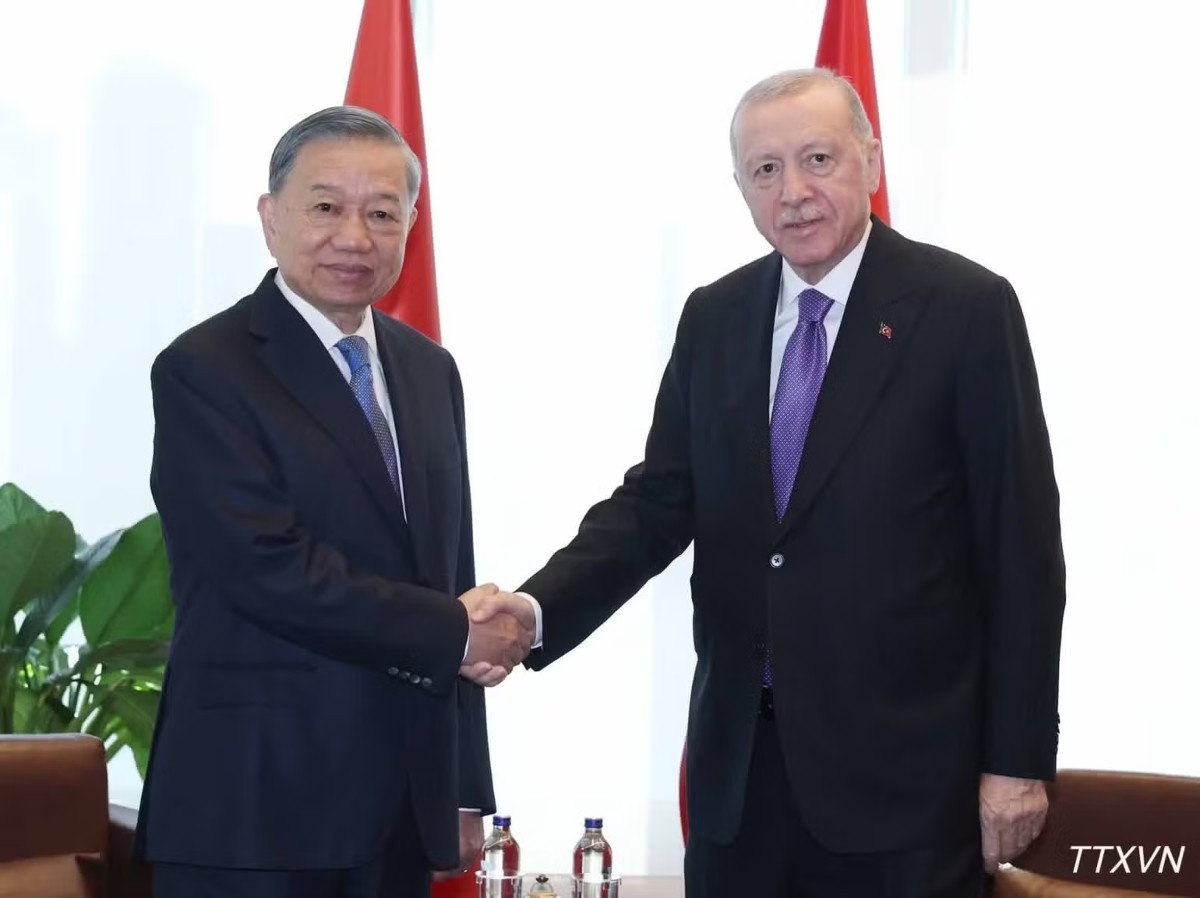 Tổng Bí thư, Chủ tịch nước Tô Lâm gặp Tổng thống Thổ Nhĩ Kỳ Recep Tayyip Erdogan. Ảnh: TTXVN