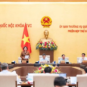 Phó Chủ tịch Quốc hội Nguyễn Thị Hồng điều hành Phiên họp. Ảnh: Cổng thông tin điện tử Quốc hội
