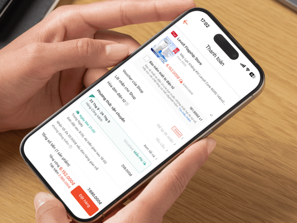 LEVOIT sử dụng phương thức vận chuyển Cồng kềnh trên Shopee để đáp ứng đặc thù đóng gói và giao nhận của sản phẩm.