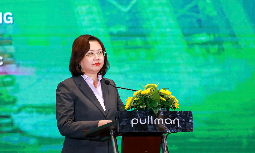 Bà Vũ Thị Chân Phương, Chủ tịch Ủy ban Chứng khoán Nhà nước phát biểu tại sự kiện. Ảnh: BTC.