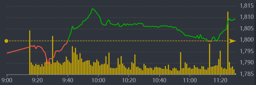 Diễn biến VN-Index sáng nay.