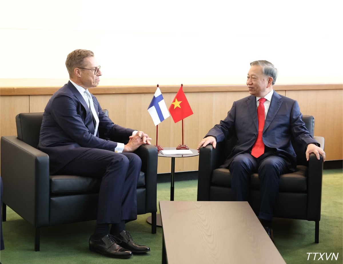 Tổng Bí thư, Chủ tịch nước Tô Lâm gặp Tổng thống Phần Lan Alexander Stubb. Ảnh: Thống Nhất/TTXVN
