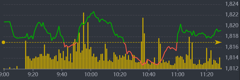 Diễn biến VN-Index sáng nay.