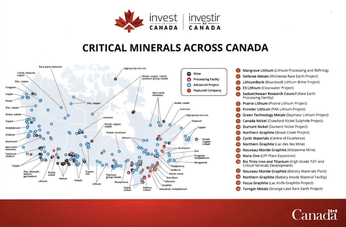 Bản đồ khoáng sản chiến lược Canada. Nguồn: Invest in Canada