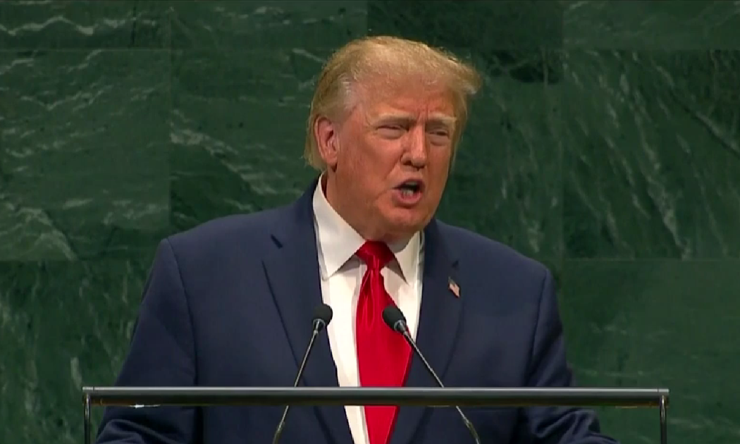 Tổng thống Mỹ Donald Trump phát biểu tại Đại hội đồng Liên hiệp quốc ngày 22/9 - Ảnh: Chụp màn hnfh