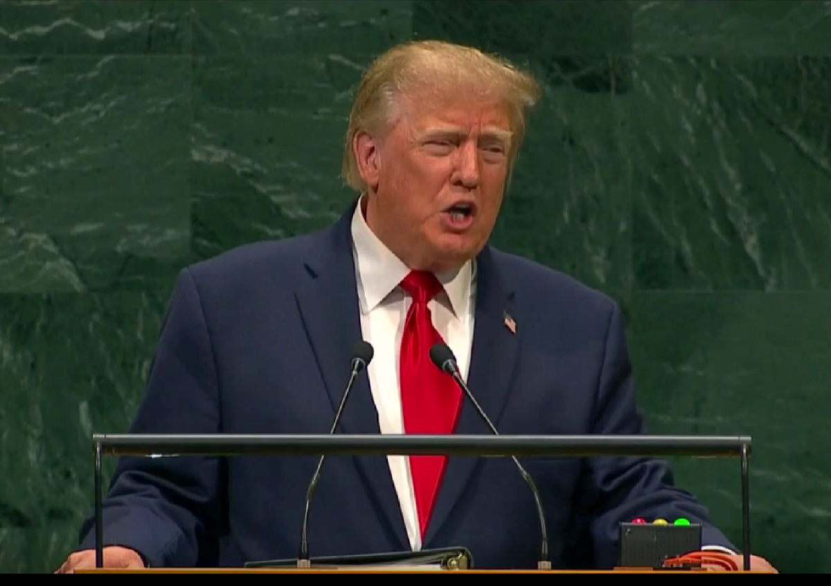 Tổng thống Mỹ Donald Trump phát biểu tại Đại hội đồng Liên hiệp quốc ngày 22/9 - Ảnh: Chụp màn hnfh