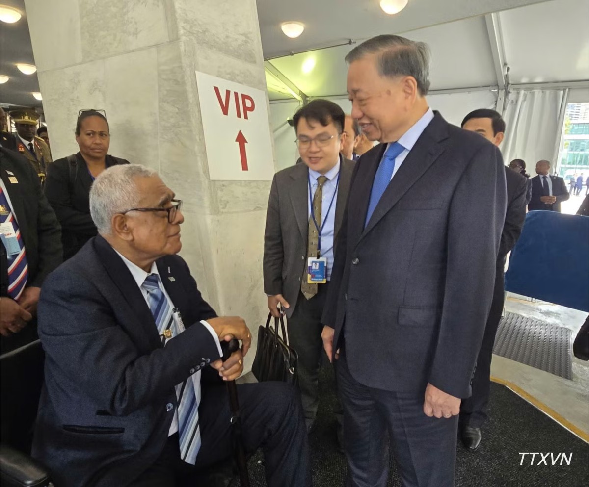 Tổng Bí thư, Chủ tịch nước Tô Lâm gặp Tổng thống Fiji Ratu Naiqama Lalabalavu. Ảnh: TTXVN
