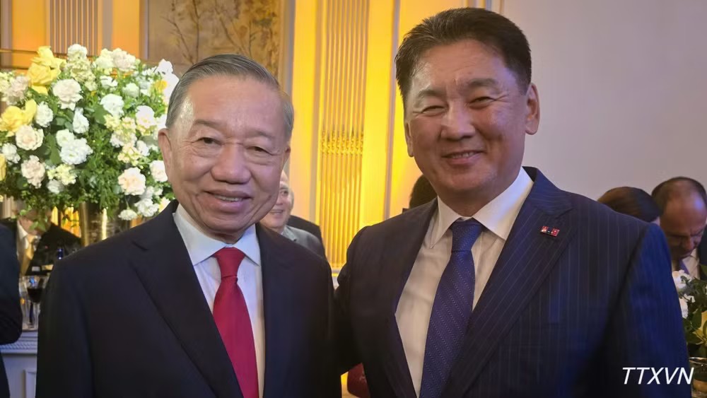 Tổng Bí thư, Chủ tịch nước Tô Lâm gặp Tổng thống Mông Cổ Ukhnaagiin Khurelsukh. Ảnh: TTXVN