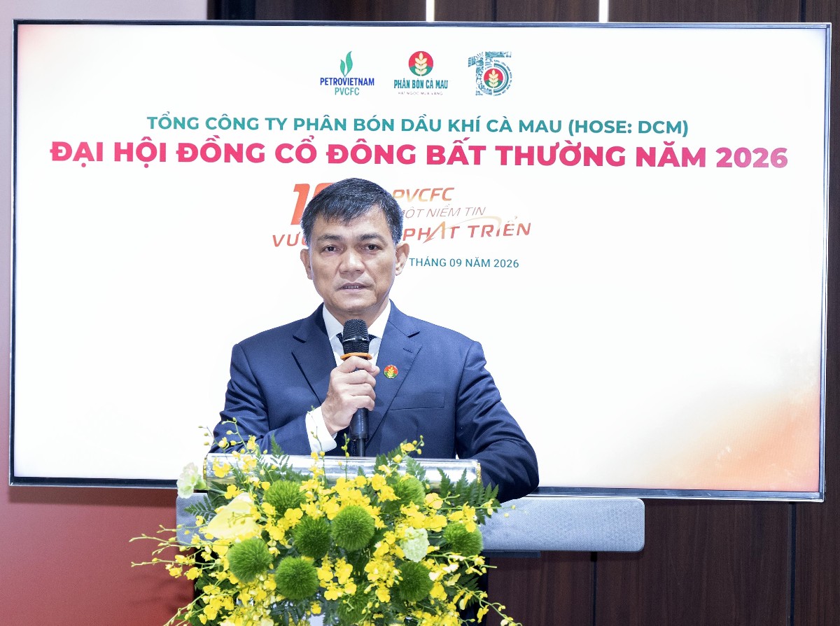 Ông Văn Tiến Thanh, Chủ tịch HĐQT PVCFC phát biểu tại Đại hội.