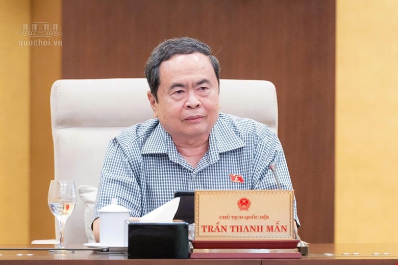 Chủ tịch Quốc hội Trần Thanh Mẫn phát biểu tại phiên họp. Ảnh: Cổng thông tin điện tử Quốc hội.