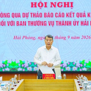 Thủ tướng Lê Minh Hưng làm việc với Thành uỷ Hải Phòng. Ảnh: haiphong.gov,vn