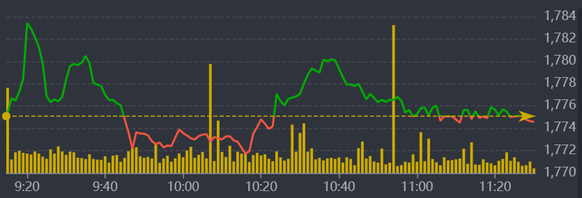 Diễn biến VN-Index sáng nay.