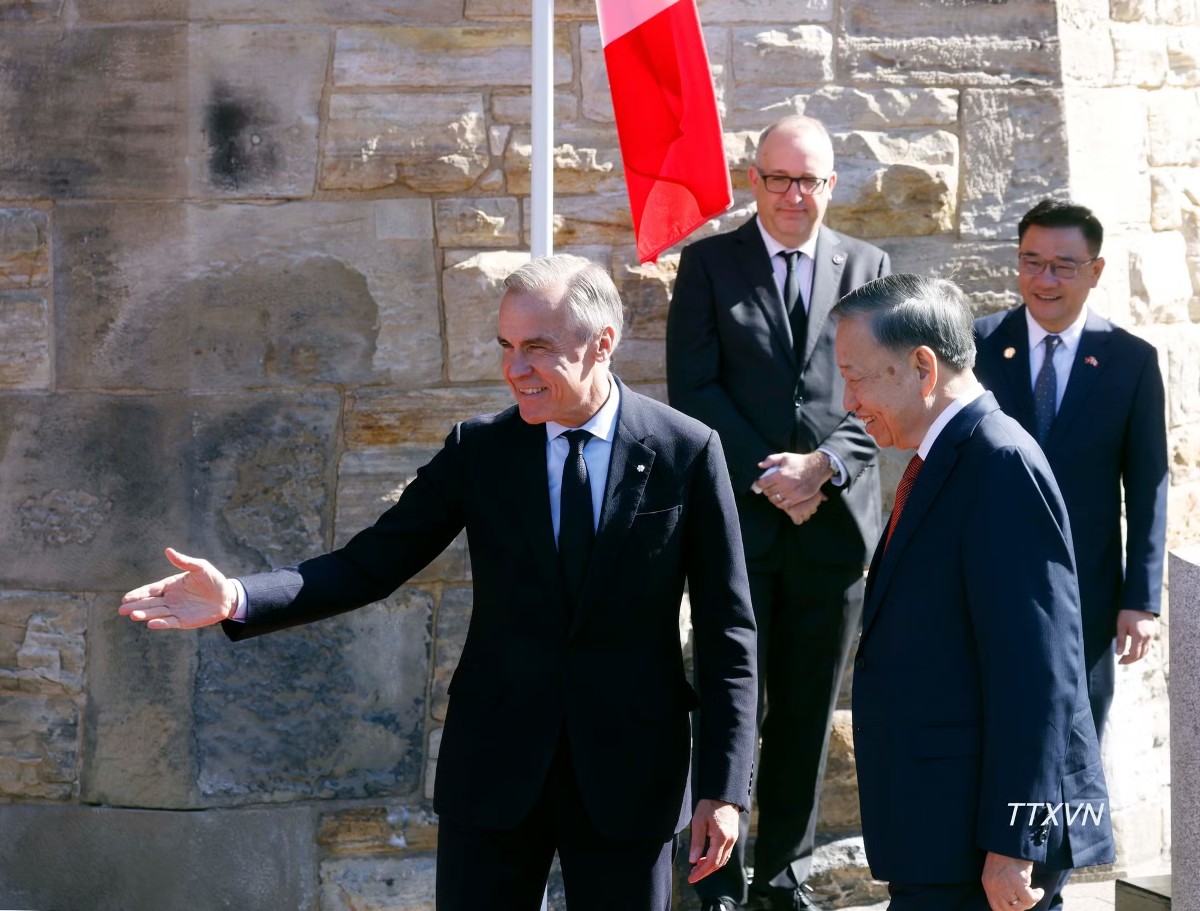 Thủ tướng Canada Mark Carney đón Tổng Bí thư, Chủ tịch nước Tô Lâm. Ảnh: Thống Nhất/TTXVN