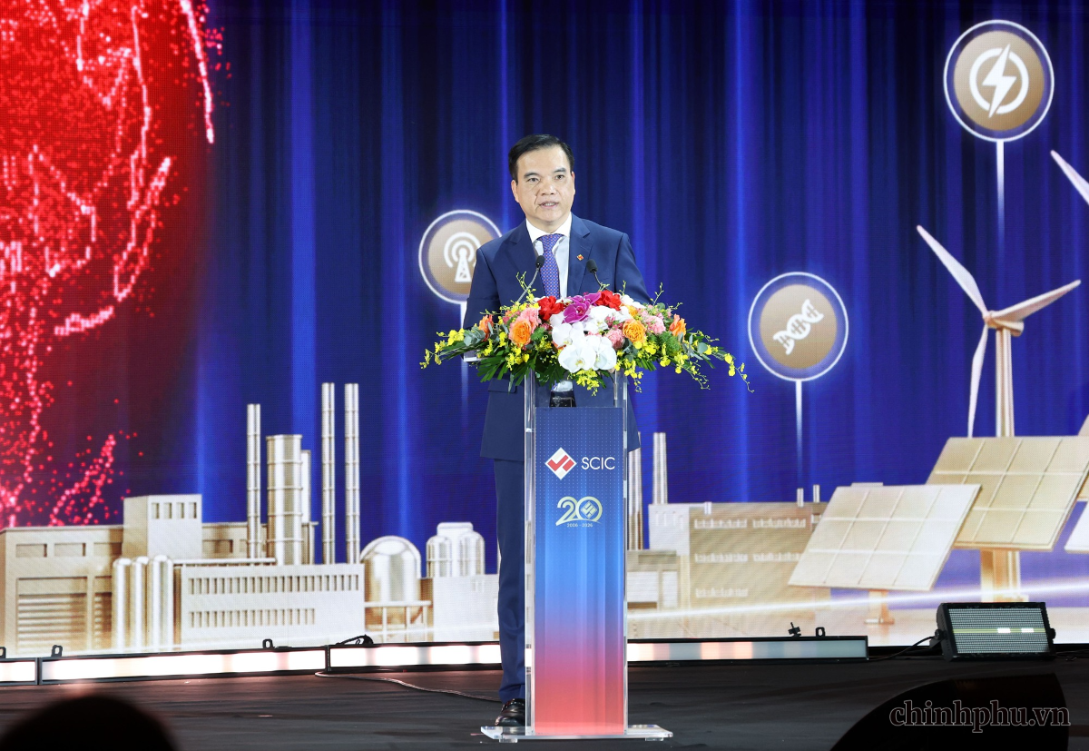 Ông Nguyễn Chí Thành, Chủ tịch Hội đồng thành viên SCIC, chia sẻ về kết quả mà SCIC đạt được trong 20 năm qua. Ảnh: Đức Tuân/VGP.