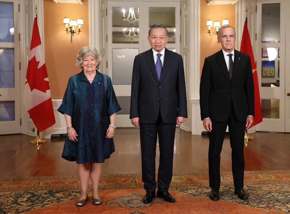 Tổng Bí thư, Chủ tịch nước Tô Lâm, Toàn quyền Canada Louise Arbour và Thủ tướng Canada Mark Carney. Ảnh: TTXVN)