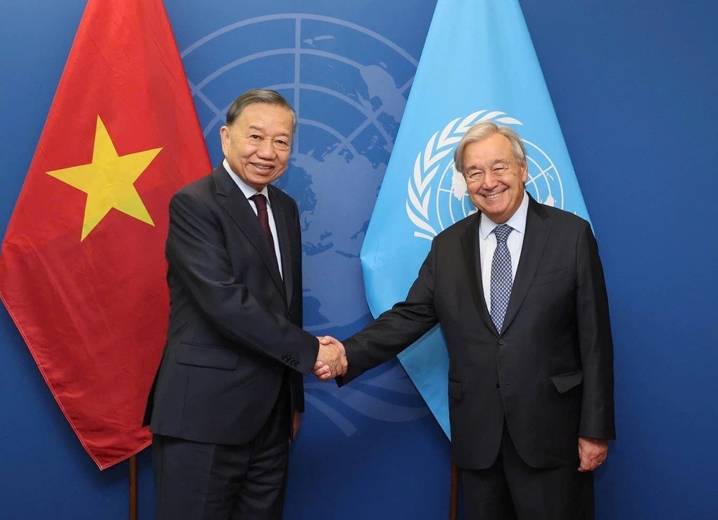 Tổng Bí thư, Chủ tịch nước Tô Lâm và Tổng Thư ký Liên Hợp Quốc António Guterres. Ảnh: TTXVN