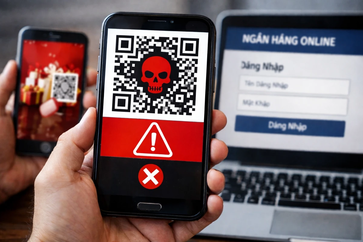 Rủi ro phía sau một lần quét QR xuyên biên giới. Ảnh: AI