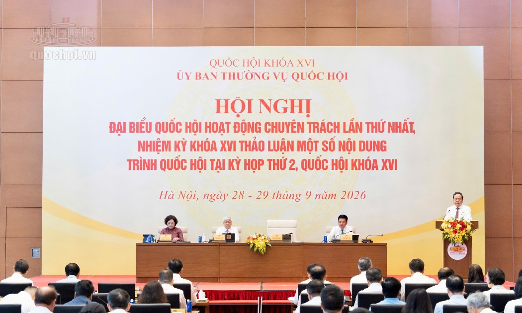 Chủ tịch Quốc hội Trần Thanh Mẫn chủ trì Hội nghị đại biểu Quốc hội hoạt động chuyên trách lần thứ nhất, Quốc hội khóa XVI. Ảnh: Cổng thông tin điện tử Quốc hội.