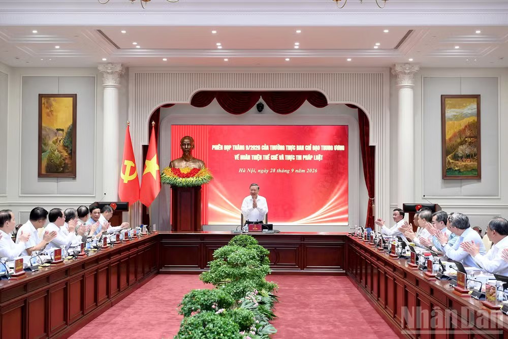 Tổng Bí thư, Chủ tịch nước Tô Lâm chủ trì Phiên họp tháng 9 năm 2026 của Thường trực Ban Chỉ đạo Trung ương về hoàn thiện thể chế và thực thi pháp luật. Ảnh: Đăng Khoa/Nhân Dân