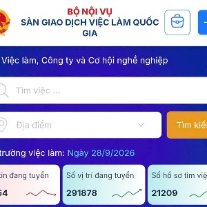 Sàn giao dịch việc làm quốc gia. Ảnh chụp màn hình ngày 28/9. 