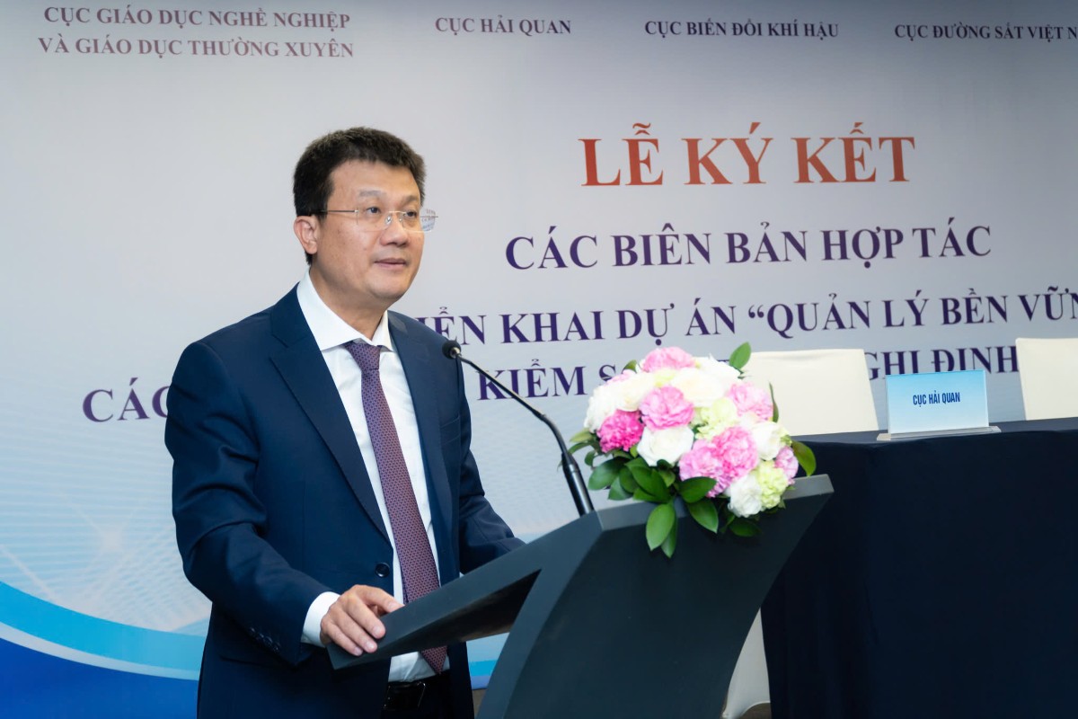 Ông Nguyễn Tuấn Quang, Cục trưởng Cục Biến đổi Khí hậu, phát biểu tại sự kiện.