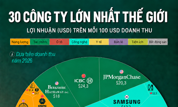 Biên lợi nhuận của 30 công ty có doanh thu lớn nhất thế giới
