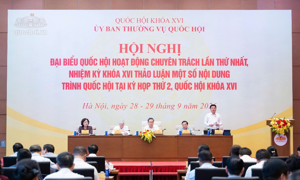Chủ tịch Quốc hội Trần Thanh Mẫn và các Phó Chủ tịch Quốc hội tham dự hội nghị. Ảnh: Cổng thông tin điện tử Quốc hội.