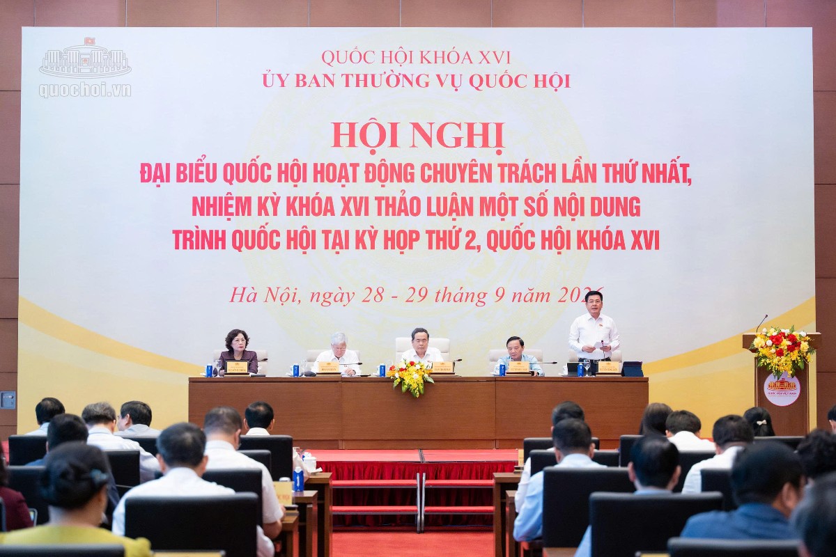 Chủ tịch Quốc hội Trần Thanh Mẫn và các Phó Chủ tịch Quốc hội tham dự hội nghị. Ảnh: Cổng thông tin điện tử Quốc hội.