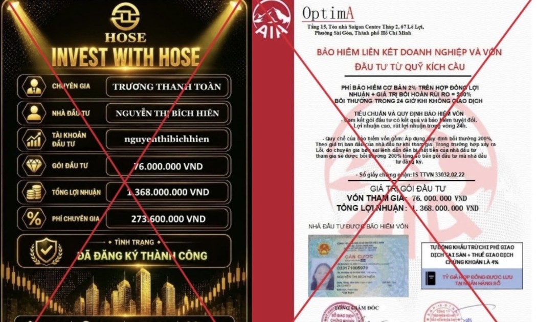 Cảnh báo giả mạo Sở Giao dịch Chứng khoán TP Hồ Chí Minh (HOSE). Ảnh: Uỷ ban Chứng khoán Nhà nước