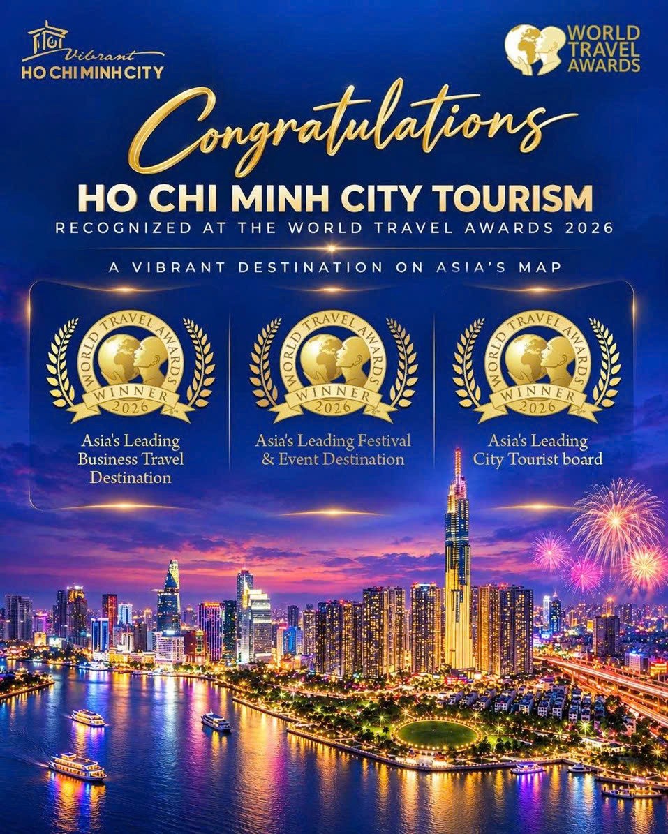 Ba danh hiệu tại World Travel Awards 2026 tiếp tục đưa TP. Hồ Chí Minh vào nhóm những điểm đến nổi bật của Châu Á, trong đó du lịch kinh doanh và lễ hội. Ảnh: BVHTTDL