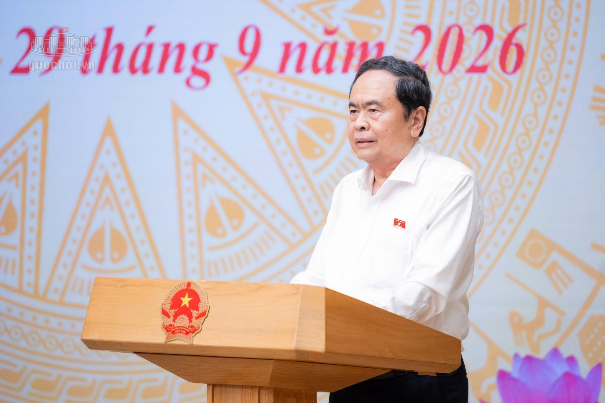 Chủ tịch Quốc hội Trần Thanh Mẫn phát biểu tại hội nghị. Ảnh: Cổng thông tin điện tử Quốc hội.