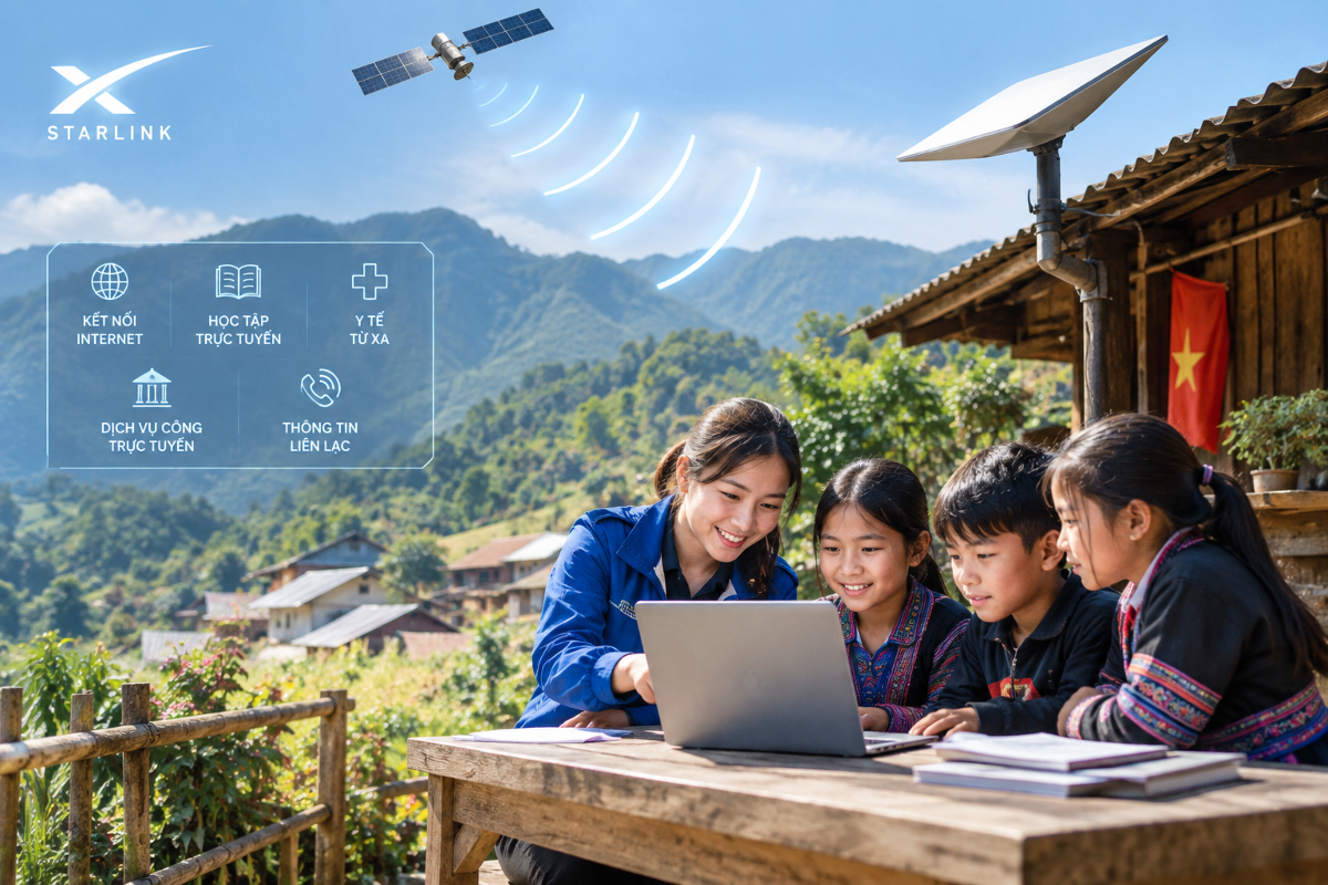 Kết nối Internet góp phần hỗ trợ người dân vùng miền núi Nghệ An tiếp cận thông tin, học tập và các dịch vụ thiết yếu - Ảnh minh họa do AI tạo.