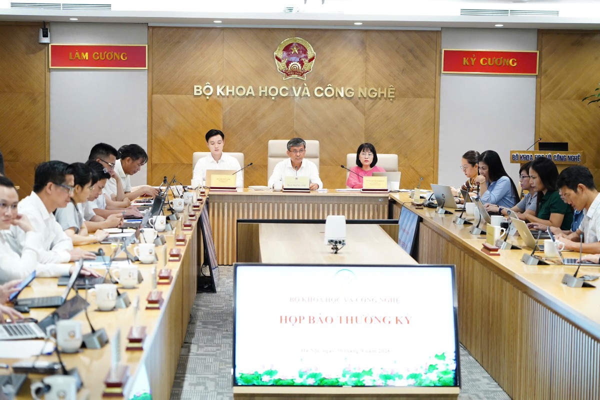 Toàn cảnh Họp báo tháng 9 của Bộ Khoa học và Công nghệ. Ảnh: MST.