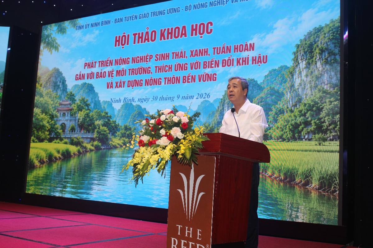 Ông Ngô Đông Hải, Phó Trưởng Ban Tuyên giáo Trung ương, phát biểu tại hội thảo. Ảnh: Chu Khôi.