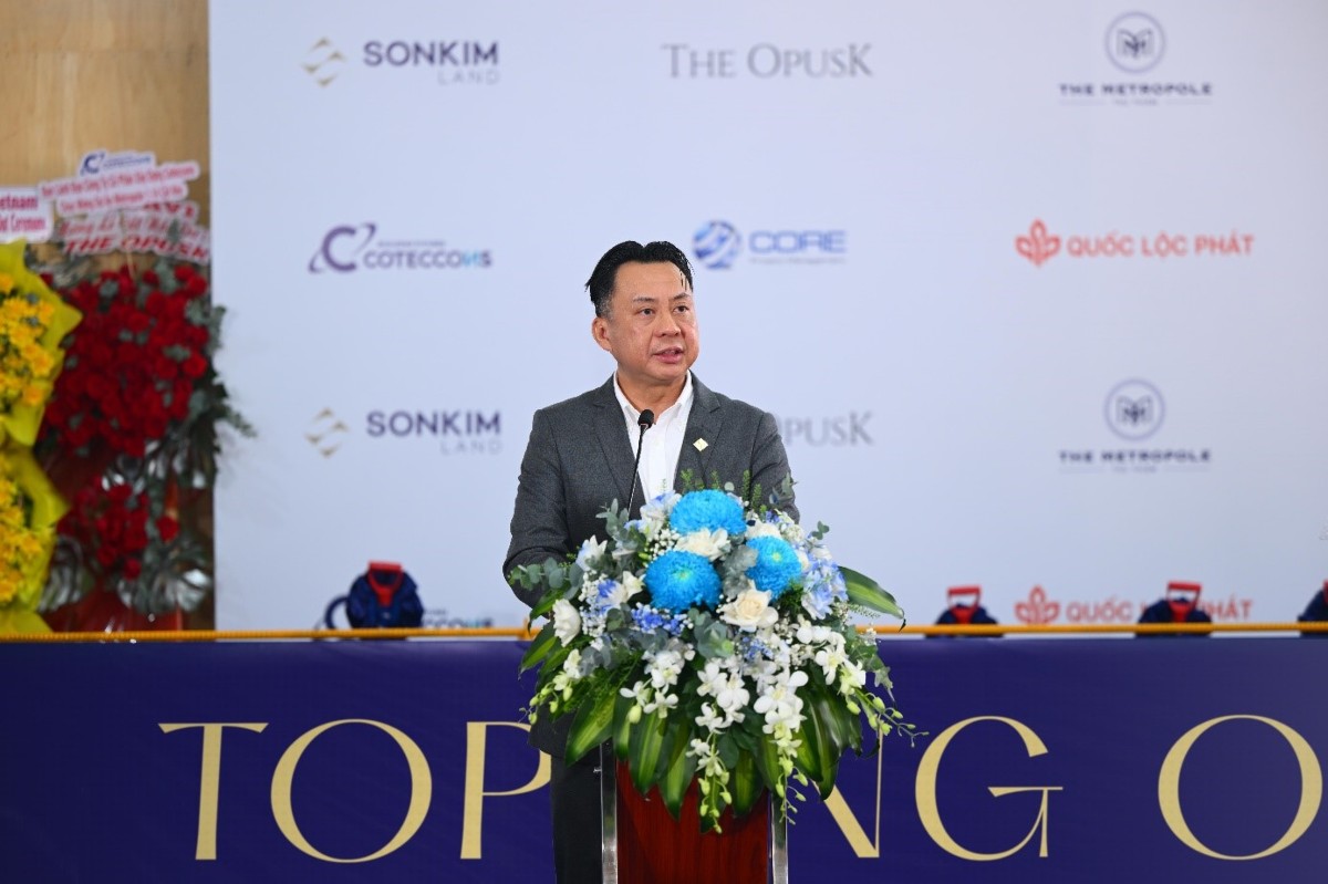 Ông Caleb Lau, Chủ tịch SonKim Land, chia sẻ tầm nhìn phát triển The OpusK và tương lai của cộng đồng doanh nghiệp tại Thủ Thiêm.