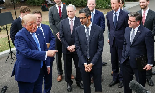 Tổng thống Mỹ sau cuộc gặp với các CEO AI tại Nhà Trắng. Ảnh: Getty Images.