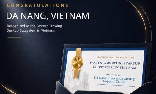Bằng chứng nhận Giải thưởng Hệ sinh thái khởi nghiệp tăng trưởng nhanh nhất Việt Nam năm 2026. Ảnh DISSC