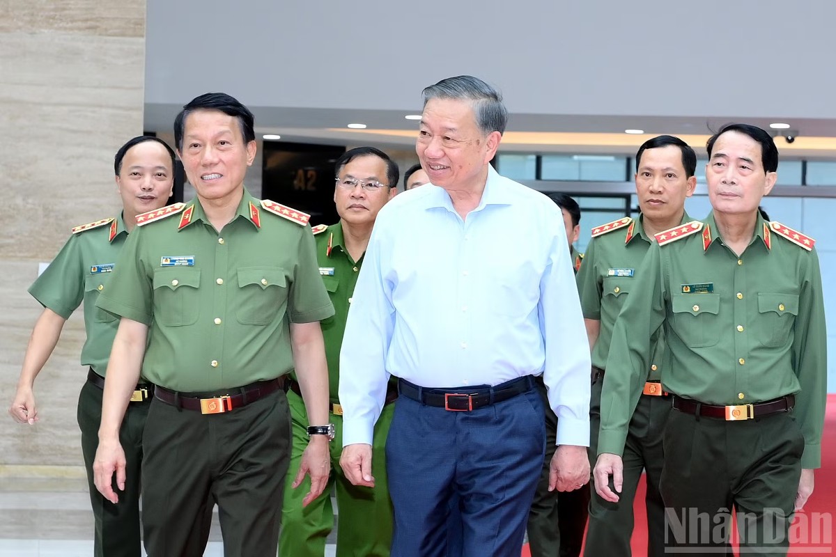 Tổng Bí thư, Chủ tịch nước Tô Lâm đến dự Hội nghị Đảng ủy Công an Trung ương quý III năm 2026. Ảnh: Nhân Dân