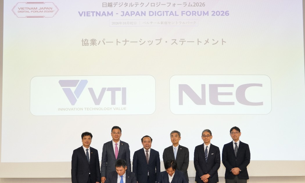 Đại diện VTI và NEC ký kết hợp tác tại Diễn đàn Công nghệ số Việt Nam – Nhật Bản 2026 - Ảnh: Ngọc Thao.