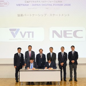 Đại diện VTI và NEC ký kết hợp tác tại Diễn đàn Công nghệ số Việt Nam – Nhật Bản 2026 - Ảnh: Ngọc Thao.