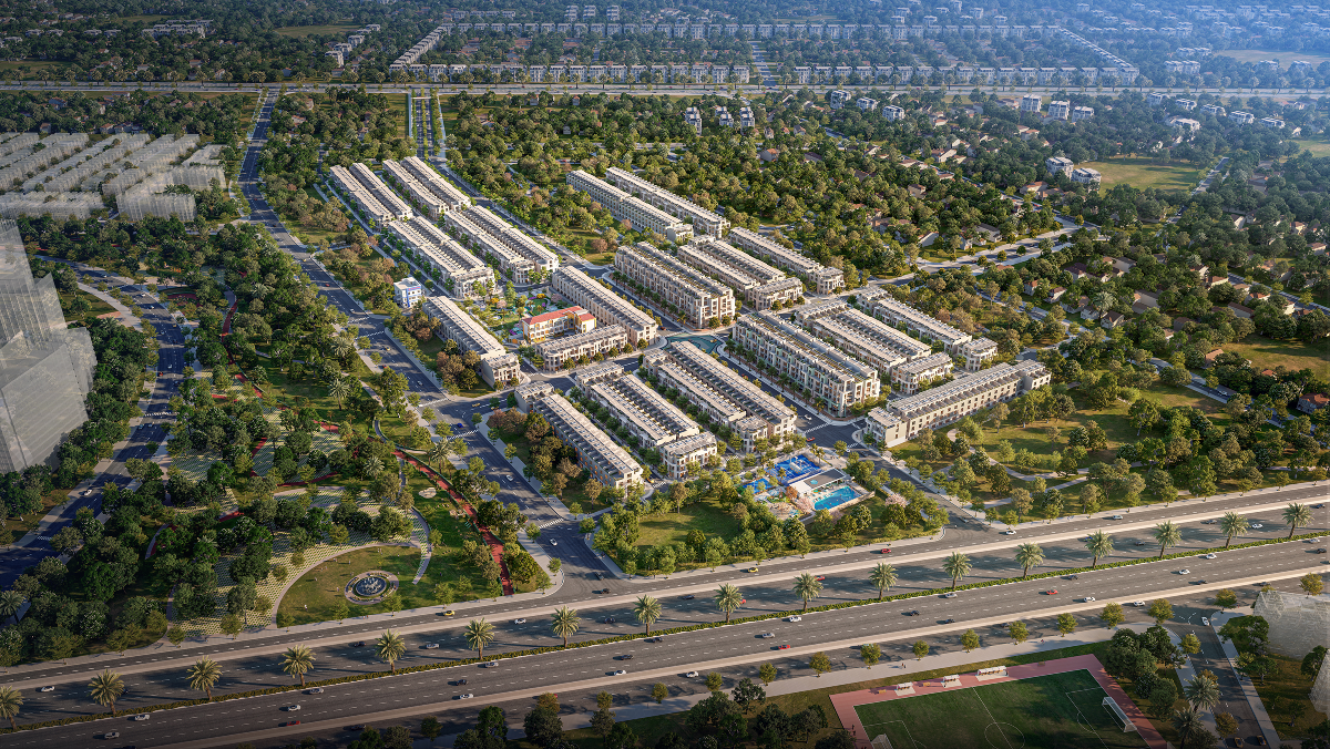 QP Green Park hướng tới không gian sống xanh, yên tĩnh, giữ "độ lùi" hợp lý so với các tuyến giao thông liên vùng.