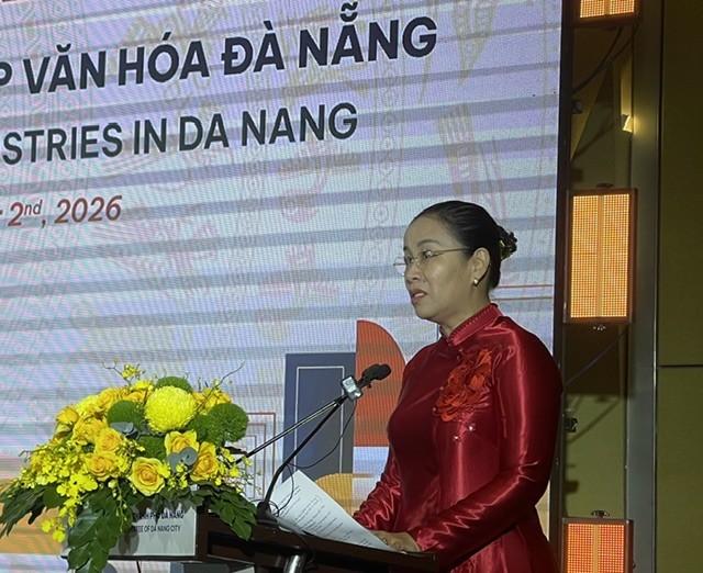 Bà Nguyễn Thị Anh Thi, Phó Chủ tịch UBND thành phố Đà Nẵng, phát biểu khai mạc hội nghị. Ảnh Ngô Anh Văn