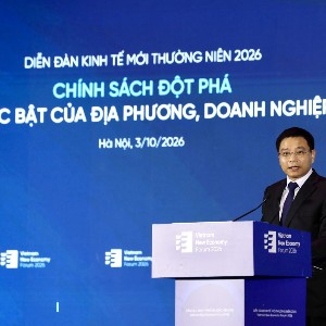Phó Thủ tướng Nguyễn Văn Thắng phát biểu tại Diễn đàn Kinh tế mới thường niên 2026. Ảnh: Việt Dũng