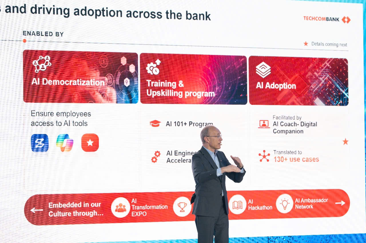 Techcombank CEO Jens Lottner&nbsp;speaks at AWS Cloud and AI Day Hanoi 2026.