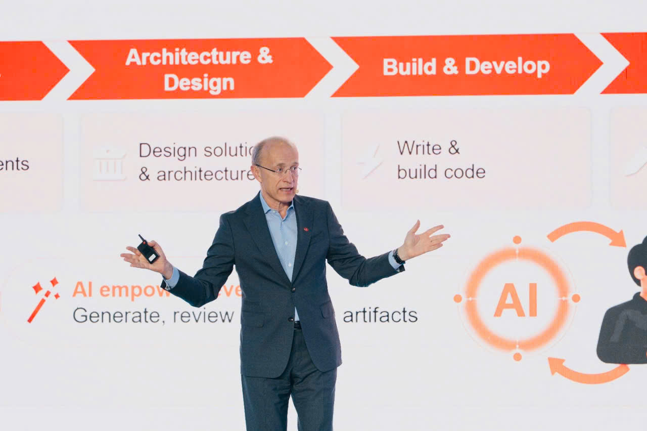 Techcombank CEO Jens Lottner delivers&nbsp;his&nbsp;address&nbsp;on the bank’s AI-First strategy at AWS Cloud and AI Day Hanoi 2026.