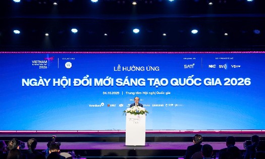 Bộ trưởng Bộ Khoa học và Công nghệ Vũ Hải Quân phát biểu khai mạc. Ảnh: MST.
