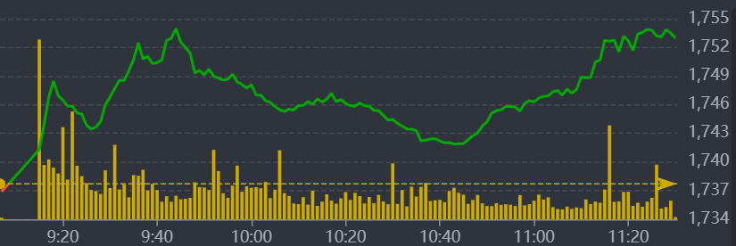 Diễn biến VN-Index sáng nay.